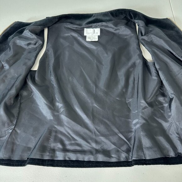 Studio Jax Black Vest Velvet Full Zip Minimalist Y2K Cotton Canada Size 12 - Picture 5 of 9